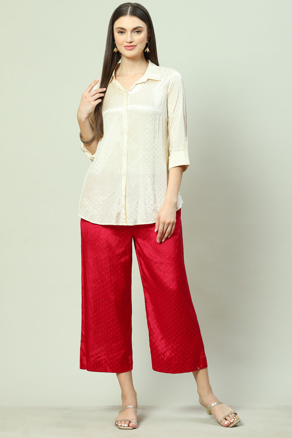 Off White Viscose Palazzo image number 3