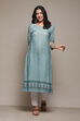 Turquoise Bandhani Printed Straight Kurta image number 0