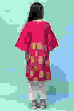 Pink Cotton Short Kurti image number 4