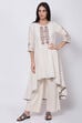 Off White Cotton Flax A-Line Kurta image number 0
