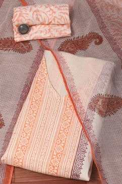 Pink Cotton Machine Embroidered Unstitched Suit Set image number 0