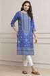 Royal Blue Rayon Straight Printed Kurta