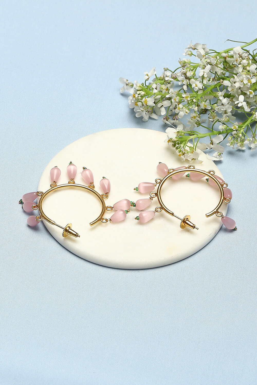 Pink Brass Earrings image number 2