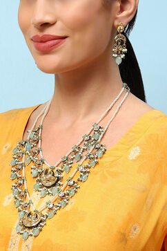 Mint Green Brass Necklace Set image number 1