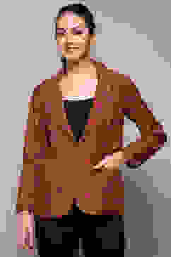 Mustard Poly Viscose Straight Printed Jacket image number 5