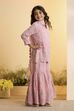 Pink Embroidered Straight Sharara Kurta Set image number 5
