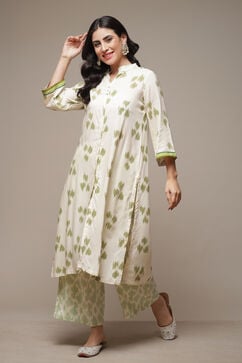 Natural Green Rayon Straight Printed 3 Piece Set image number 0
