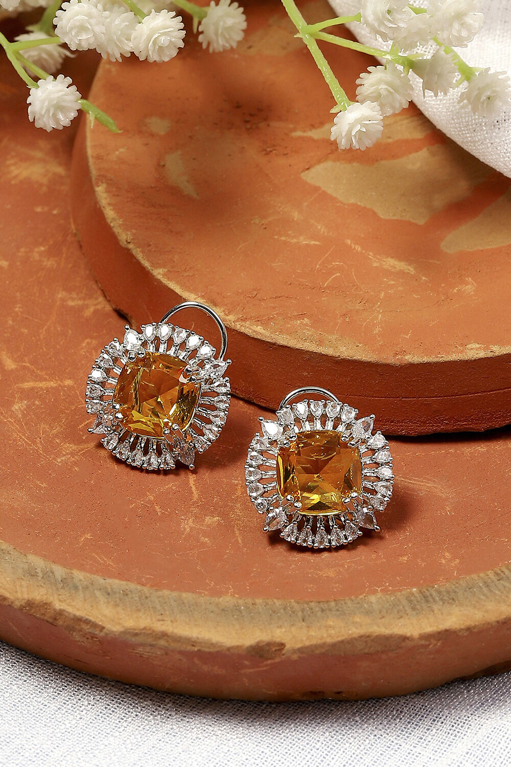 Yellow Silver-Plated Circular Studs image number 0