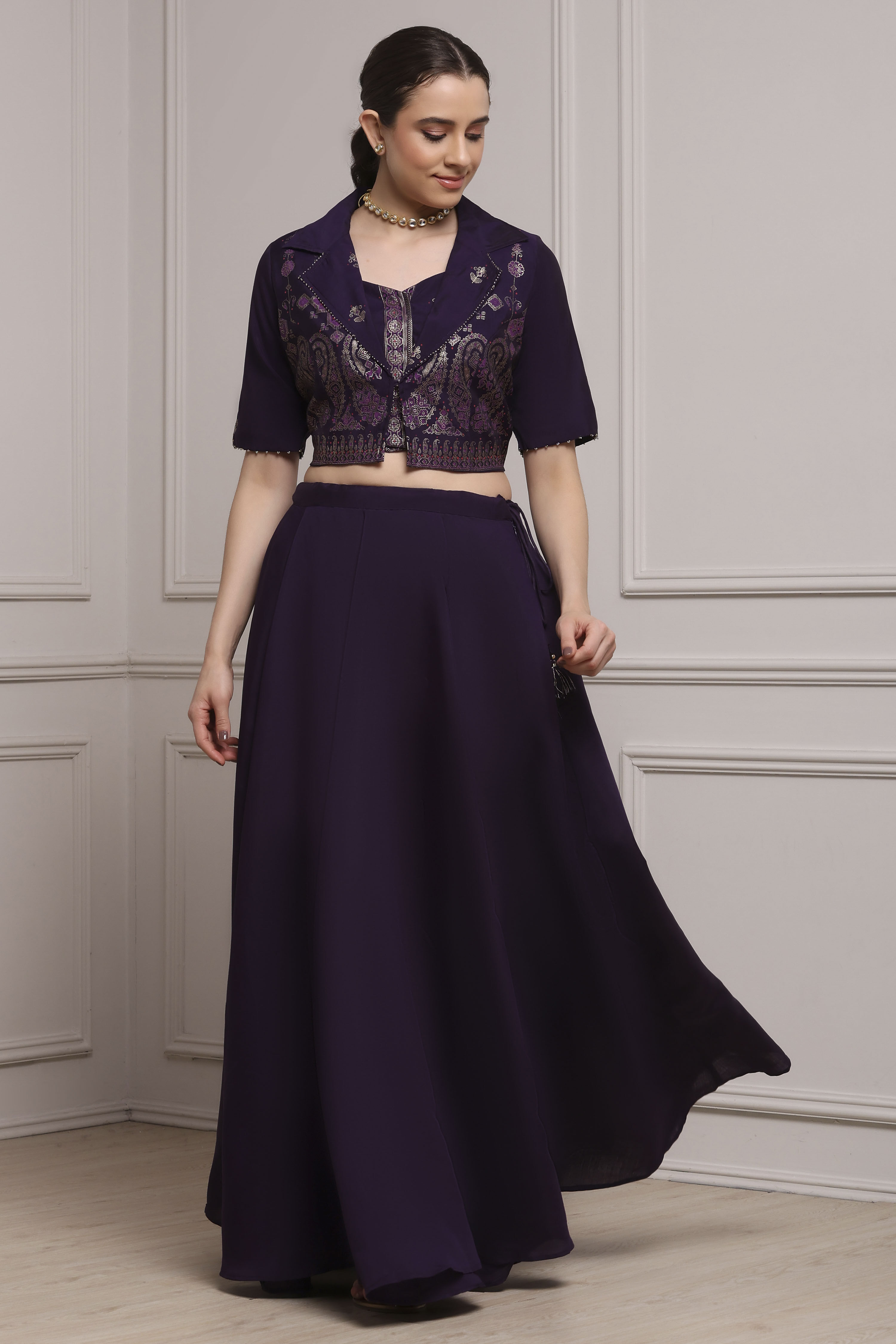 Black Viscose Rayon Regular Lehenga Set image number 6