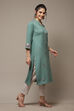 Fern Green Acrylic Straight Yarndyed Kurta image number 4