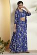 Bright Blue Polyester Straight Saree image number 5