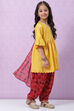 Ochre Yellow Nylon Flared Kurta Salwar Suit Set image number 2