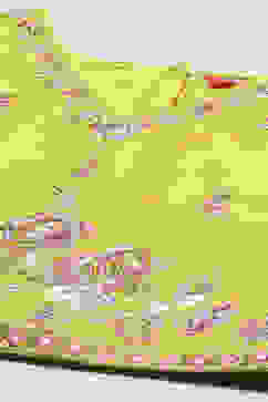 Lime Yellow Poly Chanderi Floral Lehenga Set image number 1