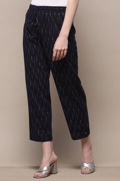 Navy Blue Cotton Straight Palazzo image number 2