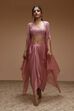 Rose Pink Viscose Organza Fusion Skirt Set
