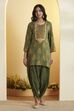 Green Viscose Rayon Straight Kurta Pants Set image number 0