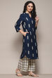 Navy Rayon flax Straight Kurta Palazzo Suit Set image number 5