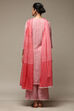 Magenta Cotton Blend Straight Kurta Palazzo Suit Set image number 4