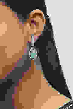 Mint Green Brass Pendant Necklace Set image number 3