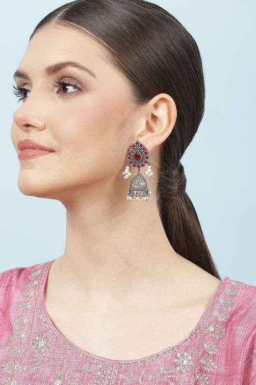 Maroon Oxidised Jhumkas image number 3