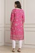 Deep Fuchsia Rayon Straight Printed Kurta image number 3
