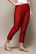 Dark Red Poly Viscose Slim Yarndyed Pants image number 3