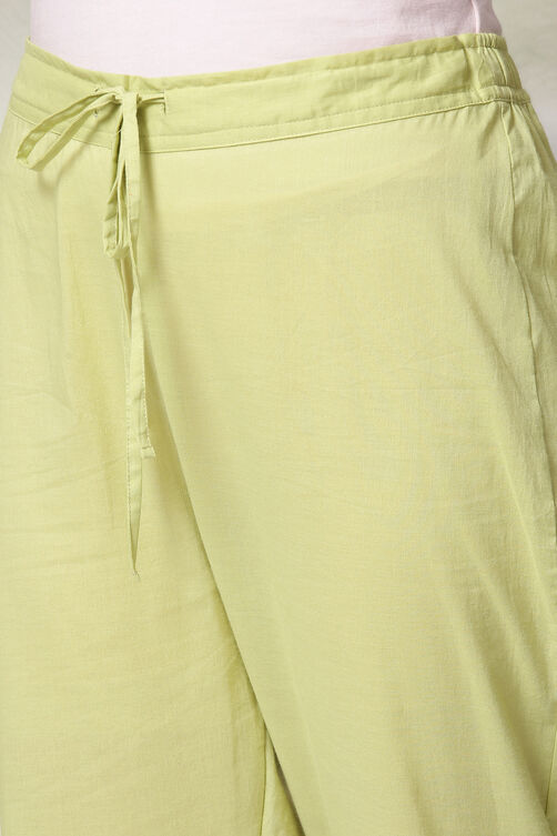 Peach Art Silk A-Line Kurta Regular Pant Suit Set image number 3