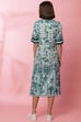 Green A-Line Rayon Printed Dress image number 5