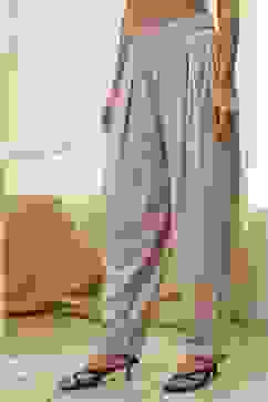 Beige Solid Straight Palazzos image number 2