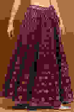 Wine Shantoon Block Printed Festive Skirt image number 3