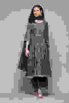 Blue Poly Viscose Anarkali Kurta Palazzo Suit Set image number 0