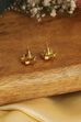 Pink & Green Gold Plated Brass Floral Stud Earrings image number 2