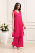 Red Chinon A-Line Suit Set image number 7