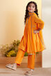 Yellow Cotton Embellished Anarkali Kurta Set image number 3