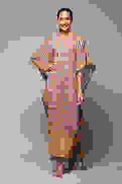 Beige Rayon Printed Kaftan image number 5