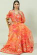 Orange Art Silk Cape Lehenga Set image number 7