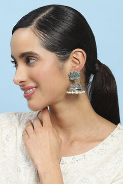 Green Brass Jhumka image number 3