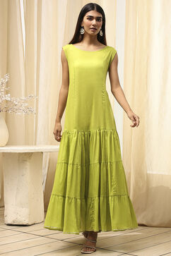 Green Poly Chanderi  Dress image number 2