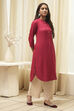 Navy Rayon Straight Kurta Palazzo Suit Set image number 3