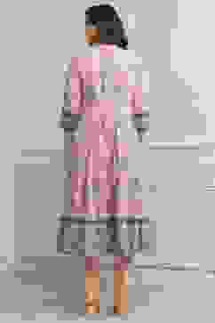 Blue Cotton Printed Anarkali Suit Set image number 4