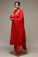 Red Silk Blend Hand Embroidered Unstitched Suit Set image number 5
