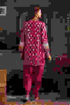 Pink Chanderi Jacquard Dori Embroidery Straight Suit Set image number 3