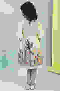 Beige Printed Gathered Dress image number 3