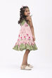 Pink Viscose Rayon Printed Tiered Dress image number 3