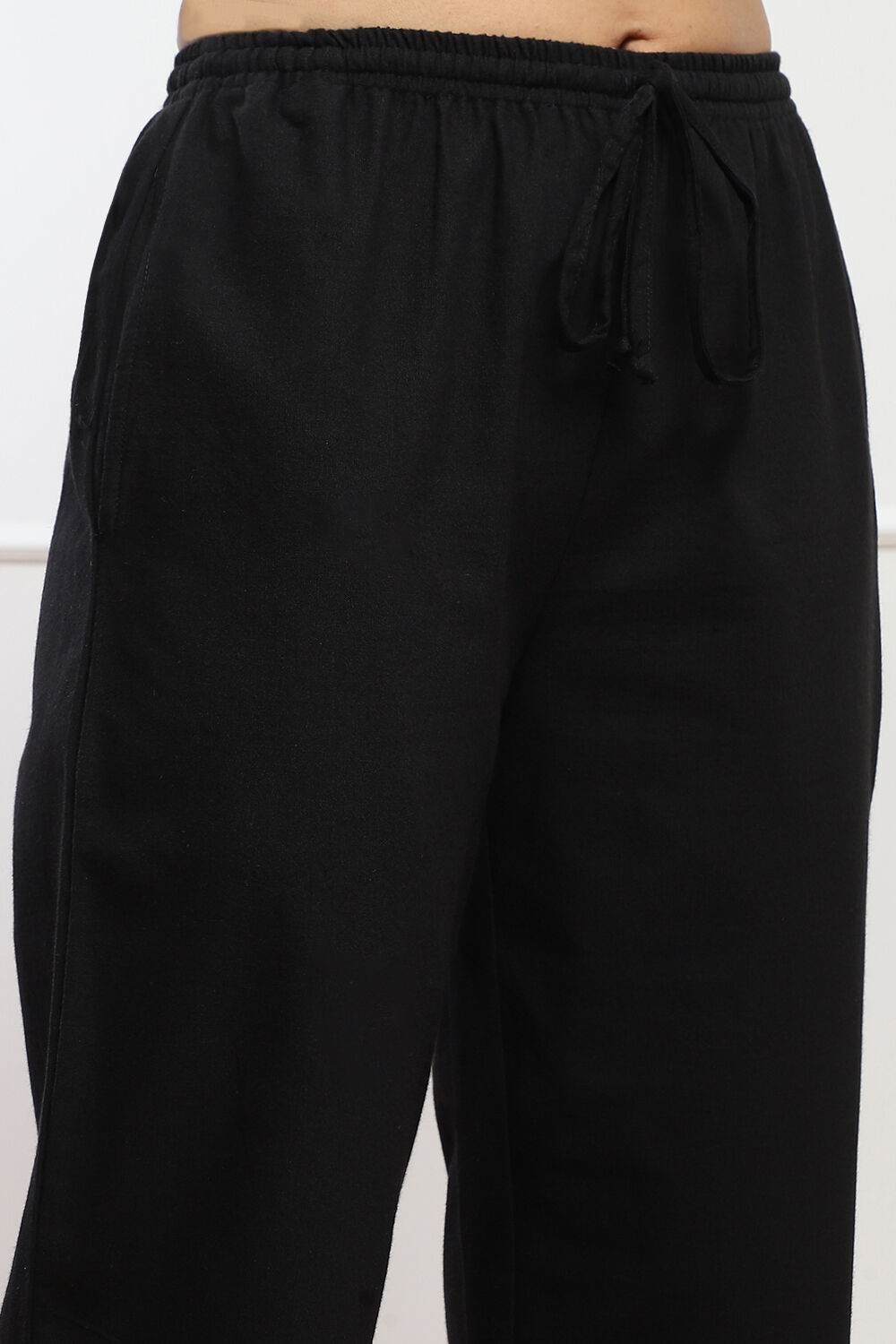 Black Cotton Blend Narrow Pant image number 1
