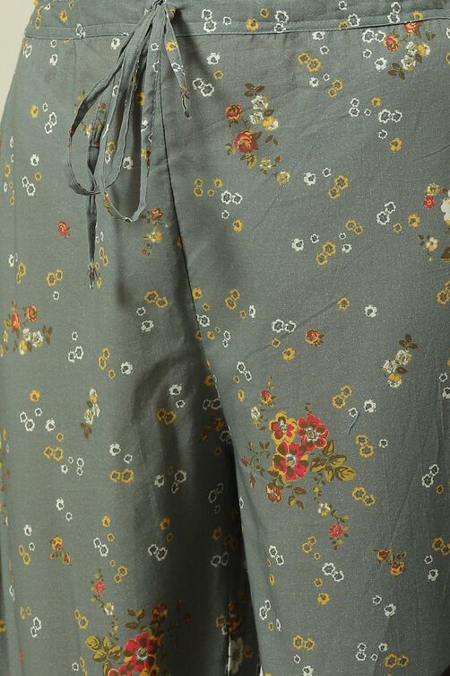 Mustard Printed Cotton Straight Kurta Palazzo Suit Set image number 2