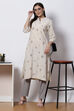 Organic Wine Cotton Straight Printed Kurta Set image number 5