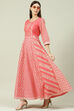 Pink Art Silk Flared Fusion Dress image number 5