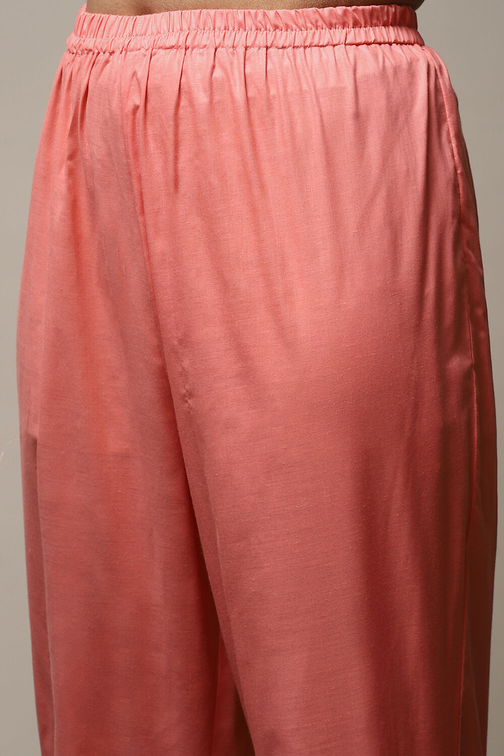 Peach Cotton Screen Print Unstitched Suit Set image number 3