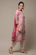 Pink Cotton Straight Kurta Pants Suit Set image number 4